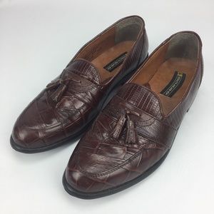 Stacy Adams Snakeskin Leather Tassel Loafers 10.5